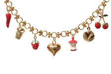 Charm Kette Tapas Herz Kirschen mediteran Sommer Halskette Geschenk Frauen Trend