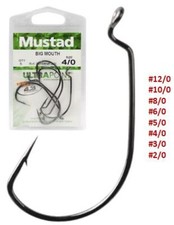MUSTAD 38104NP Big Mouth Tube Haken Offset Wide Gape Zander Hecht Waller Musky