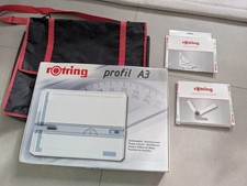Rotring Zeichenplatte A3 + Tragetasche + Zeichendreieck + Winkelzeichner, NP...