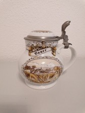 Royal Alt Tettau Bierkrug Zinndeckel Humpen Bauer Original Modell Anno 1800