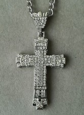 Kreuz Anhänger Mit Halskette Silber Glitzersteine Glaube Gott Gebet Jesus