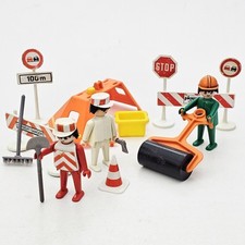 ©1974 Geobra playmobil Klicky 3200 BAUSTELLEN SET Werkzeug Walze Absperrung