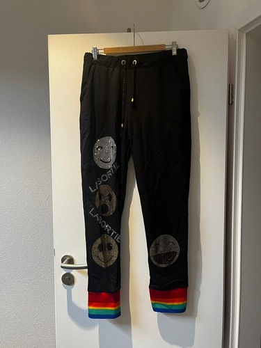 Joggpant schwarz mit smiley - joggpant,