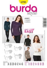 Burda Easy Schnittmuster - Shirt, Raglanärmel, Rollkragen - Nr.6990