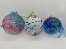 glaskugeln glaskunst 3 Stück zum Aufhängen Mundgeblasen Vintage