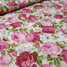 Stoff Baumwolle Popeline Rosen