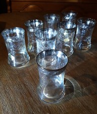 8 Murano Medici Gläser Platinrand Longdrinkgläser Trinkgläser Ätzgravur handgem.