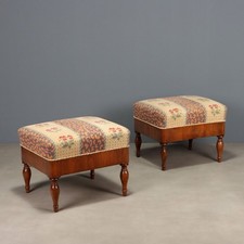 Paar Antike Hocker Mahagoni