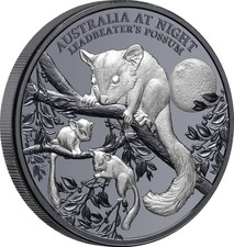 1 Dollar Australia at Night - Possum - Opossum Niue 1 oz Silber Black Proof 2022