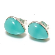 Chalzedon Edelstein Handmade 925 Sterlingsilber Schmuck Top Ohrring Größe