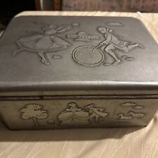 Antik Blechkiste für Kaffee Schilling&Sohn Bremen geprägte Figuren ca.1920 Uralt