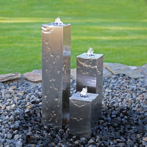 Edelstahl springbrunnen eckig - edelstahl,