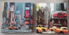 2 Leinwand Bilder Deko 20x20cm New York City Taxi - gebraucht