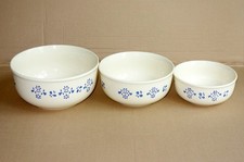 DDR Keramik Schüsseln Set Satz 3 teilig Stück Gr. 19,17,14 cm Muster blau Dekor