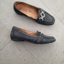 Blaue Gabor Mokassin Ballerina mit Zieschnalle in Gr. 6 1/2