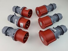 6 Teilig Set CEE Kupplung und Stecker Rot 32A CEE Stecker + Kupplung 32A CEE Rot