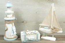 3tlg. Deko Set Leuchtturm
