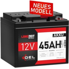 Akku 12V 45Ah Gel Blei Batterie Solarbatterie Elektromobil Boot statt 38Ah 40Ah