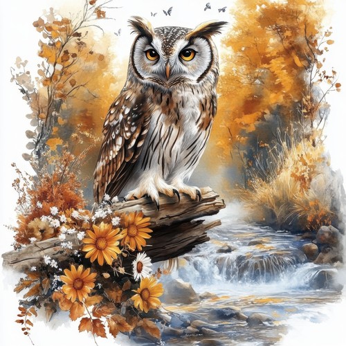 Deko bild eule fluss - deko,