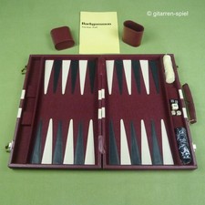 Großer Backgammon Kunstleder-Koffer - Komplett 1A Top! Weinrot 37,5 x 24,5 cm