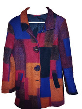 ?Les Freres farbenfrohe Walkjacke Filz  lang Wollmix Gr.36/38keine Mängel ?