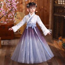 Mädchen Bestickt Glänzend Netz Swing Kleid Vlies Leinen Blumen Chinesisch Tang