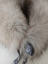 Pelzschal Pelzkragen Rundschal  Geschenkidee Lederschleife Crystal Fuchs Natur 