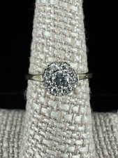 Antique 1930’S Kunst Deko 14k Gold Zweifarbig Diamant Halo Ring Größe 7