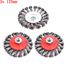 3x Topfbürste Drahtbürste 125mm M14 gezopft Kegelbürste Flex und Winkelschleifer