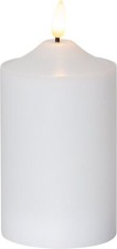 Künstliche LED Kerze mit Timer Stumpenkerze batteriebetrieben aus Echtwachs