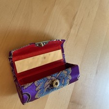 Lippenstift- Etui  Lippenstift-Box mit Druckknopf und Spiegel Hartschale violett