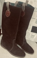 TOMMY HILFIGER Stiefel Wera Gr. 41 Kniehoch Wildleder Dunkelbraun Slip On