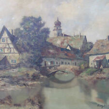 Klein Ludwig *1915 Städtchen IDYLLE Zwiebelturm FACHWERKHAUS Landschaft 