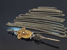 VINTAGE MIEDER STECKER MIT GRANATEN UND LANGER KETTE SILBER 855 BARTEL & SOHN