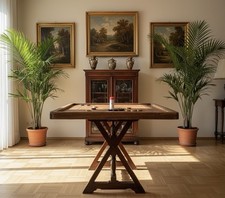 CARROM Fingerbillard Carambole Holz Spielbrett 80x80cm & Steine Alt Antik