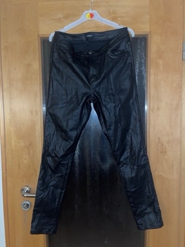 Schwarze damen hose - damen-hose, lederoptik
