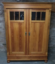 GRÜNDERZEIT  KLEIDERSCHRANK  WEICHHOLZ  MIT  SCHLIFFSCHEIBEN