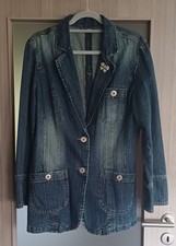Jeansblazer Damen, Gr. 44 mit Schmetterling, blau