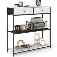 VASAGLE Konsolentisch schmal, Beistelltisch mit 2 Stoffschubladen, Flurtisch