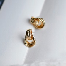 Gold Vintage Knoten Ohrringe, Zarte Minimalistische Ohrstecker 925er Silber