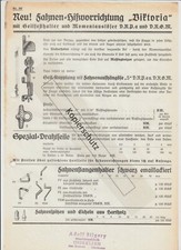 2 Werbeblätter Viktoria Fahnen-Hißvorrichtung Sensen Zubehör 1930er Zeichnungen