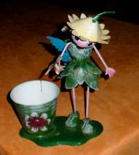 Deko Fee Metall mit Blumentopf,Wackelkopf durch Spirale, Stifteköcher 28 cm hoch