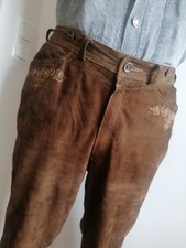 Trachten Lederhose Leder Braun Herren Gr. 52 hochwertige Trachtenmode Hose Herbs