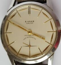 ARMBANDUHR VON  E. HAAS- aus Stahl in gebrauchtem  sehr  gutem Zustand.