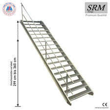 18 Stufen Stahltreppe Breite 60-160cm Geschosshöhe 299-360cm Geländer einseitig