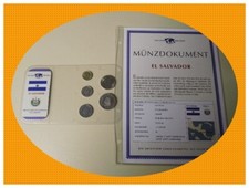 DAS GELD DER WELT El Salvador (Colon) KMS + Münzdokument 5 Münzen MDM selten TOP