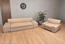 Echtleder Sofa + Sessel