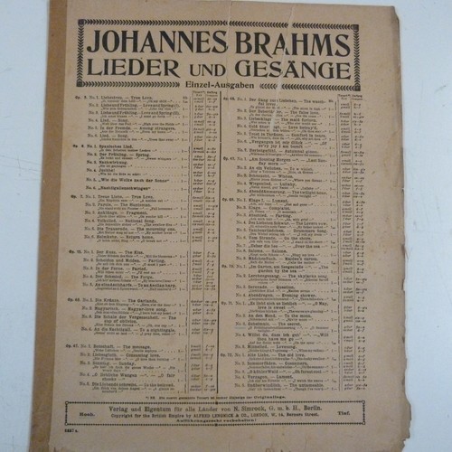Gesang brahms op71 geheimnis - brahms,