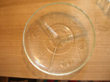 Glaskabarett Servierteller 3geteilt  Ø 20,5 cm älter Anbietteller Wellenrand Blü