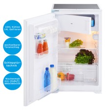 PKM Einbau Kühlschrank mit Gefrierfach weiß 118 L Schlepptür Technik LED